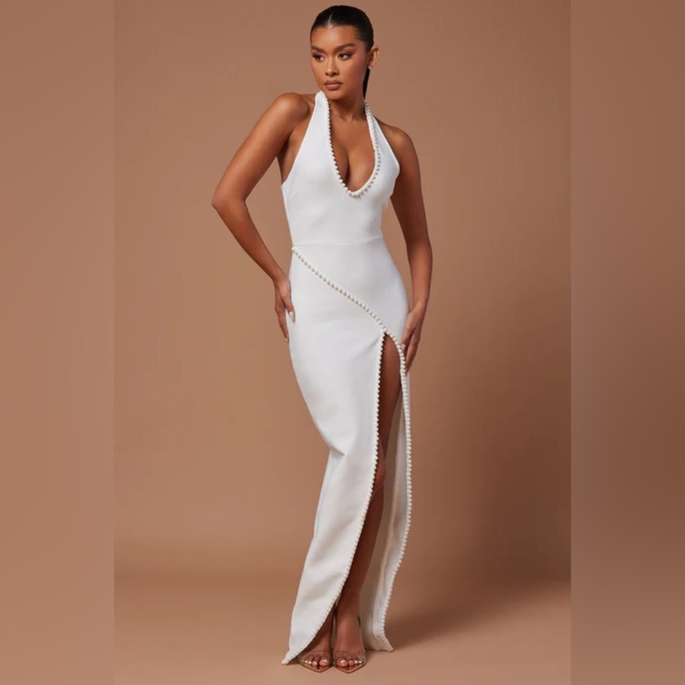 Elegant White Halter Dress